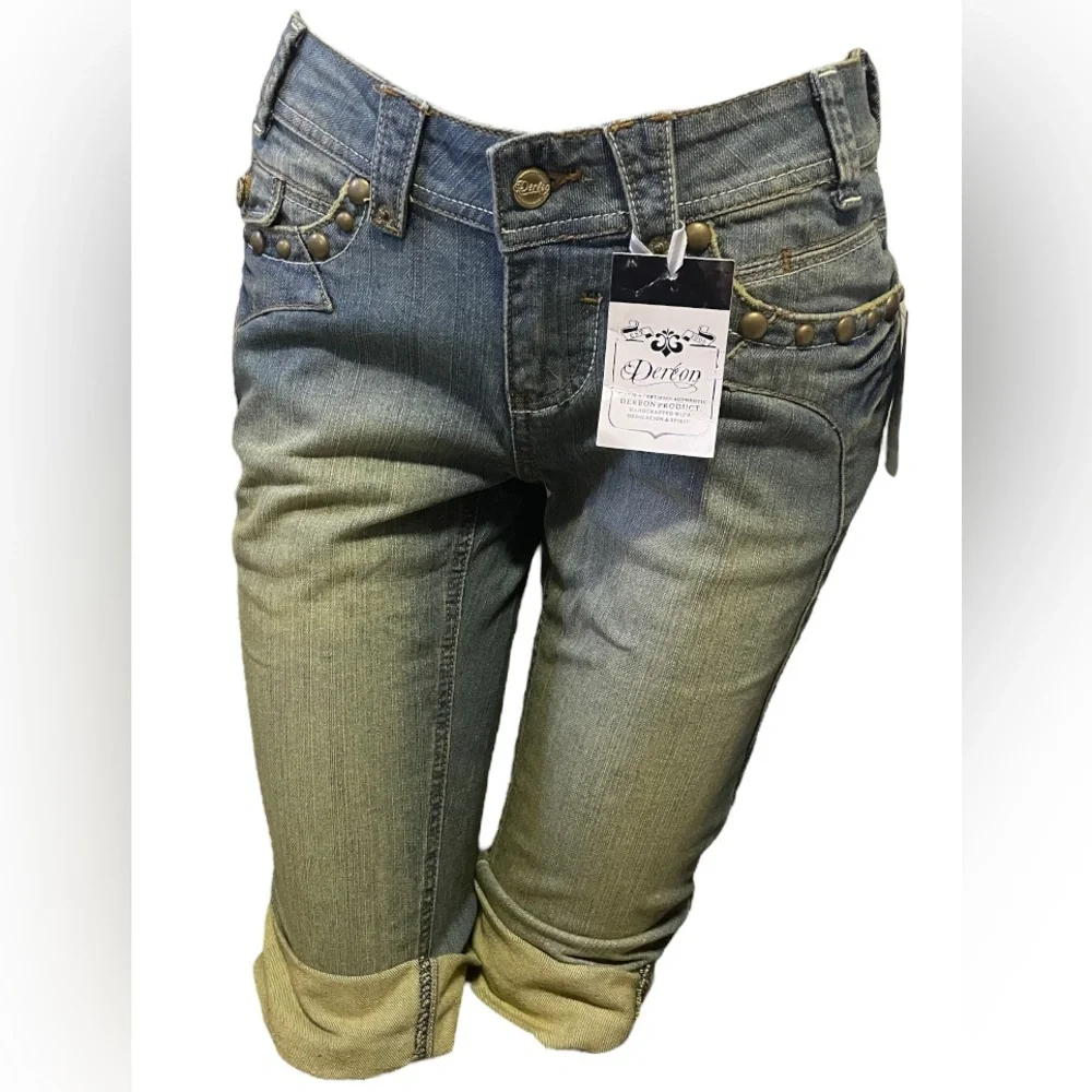 Rare Y2K Deréon Denim Capris - Picture 2 of 10